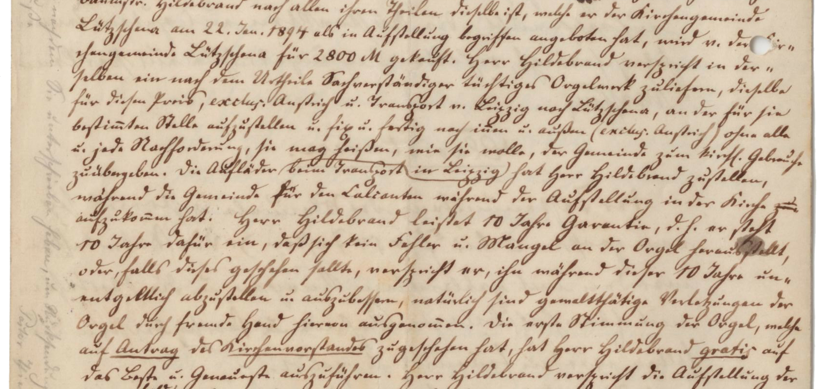 Vertrag mit Orgelbaumeister Hildebrand vom 09. März 1894